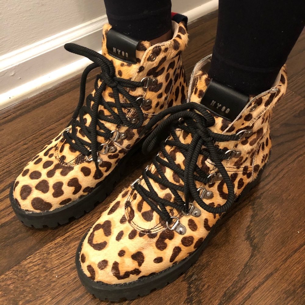 Steve Madden Leopard Calf Hair Hiking Boot
